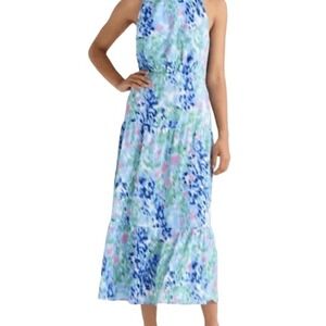 Sam Edelman Dress 0 Blue Brush Stroke Midi Garden Flowy Fairycore Wedding Pastel